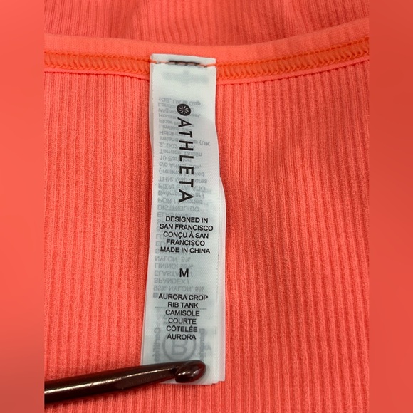 Athleta Aurora Rib Crop Tank Camisole Coral Pink M - Picture 6 of 7